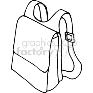 Black and white outline of a backpack with straps 
