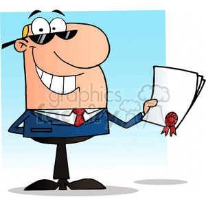 cartoon guy holding a contract