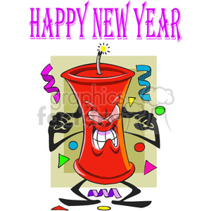 happy new year fire cracker cartoon