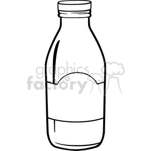 Royalty Free RF Clipart Illustration Black And White Cartoon Milk Bottle