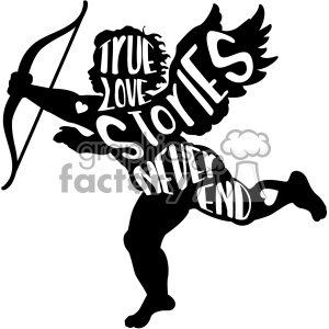 true love stories never end vector cupid silhouette svg cut file