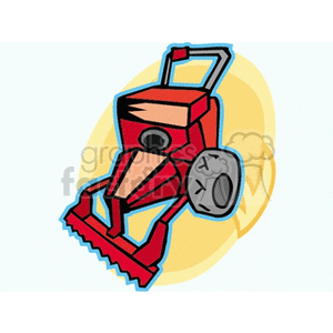 The image is a stylized clipart of a red farm tractor, typically used for agricultural tasks like plowing, tilling, or pushing soil.