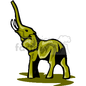The clipart image shows a gray African elephant standing on all four legs with its trunk up and tusks visible.