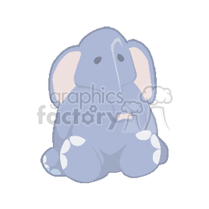 This is a simple and cute representation of a baby elephant. It's sitting down with its ears slightly flapped open.