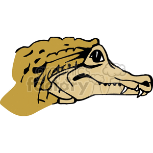 This clipart image features a side profile of a crocodile or alligator with its characteristic scales, teeth, and eye visible. The image is a simple representation with limited colors, mainly brown tones, and outlines to depict the animal.