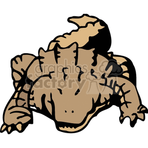 This clipart image features a stylized depiction of an alligator or crocodile. The creature is shown in a top-down view, highlighting its broad body, powerful tail, and characteristic scales.