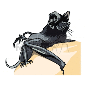 This clipart image depicts a bat with its wings partially outstretched as it clings to a surface. The bat is presented in a stylized form, common for Halloween-related illustrations.