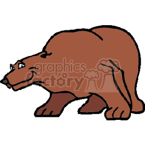 This clipart image depicts a simple, cartoon-style illustration of a brown bear on all fours.