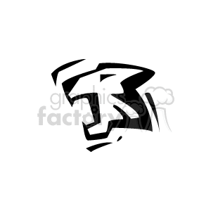 Black and white image of an abstract roaring tiger head