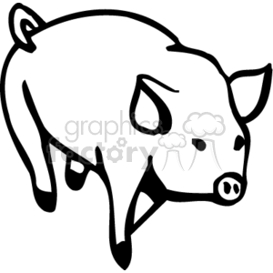 black and white outline of a pig