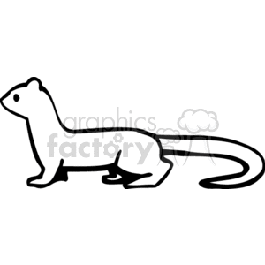 This clipart image features a stylized line drawing of a ferret. It is a simple black outline of the animal with no color fill, exhibiting the long, slender body characteristic of ferrets.