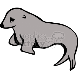 The clipart image depicts a stylized representation of a seal. The seal is grey, with a simplified outline suggesting its flippers and tail. It's portrayed in a side profile as if it is swimming or gliding through the water.