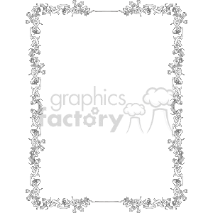 The image shows a decorative border with an intricate design that includes crafting elements such as scissors and ribbons. The design is symmetrical along all four sides, creating an ornate frame. It's a black and white clipart, likely used for framing text or images on documents, cards, or other printed materials.