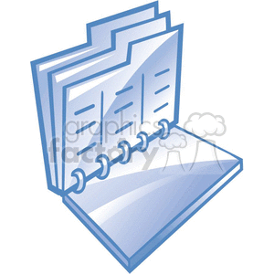 The clipart image shows a set of ring-bound folders. The folders appear to have documents or papers within them, signifying organization and filing which are common in a business or office setting.