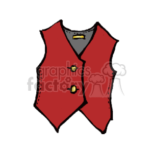 The clipart image shows a red vest with two visible golden buttons and a grey lining or inner fabric. It appears to be a simplified drawing of a piece of clothing.