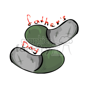 This clipart image shows a pair of dark-colored slippers with visible stitching details. The slippers are depicted in a casual, comfortable style that suggests they are men's indoor footwear. The words Father's Day are written above the slippers in a script-like red font, suggesting that the slippers could be a Father's Day gift or related to a Father's Day theme.