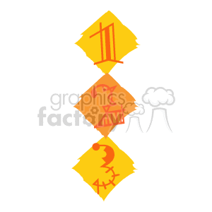 The clipart image features the numbers 1, 2, and 3, each within its own tilted square. The squares are colored in a gradient of yellow and orange tones, and the numbers are stylized with artistic designs and lines. The image conveys an educational theme, likely associated with basic counting or number recognition for young children, such as those in kindergarten or elementary school.