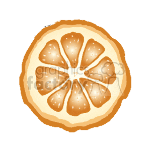 This clipart image shows a cross-section of an orange fruit. The fruit is depicted with segments shown, indicating the typical internal structure of citrus fruit.