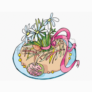 Cake with flowers and egg