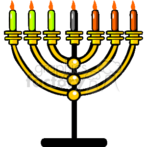 The image shows a kinara, which is a candle holder used during the celebration of Kwanzaa. There are seven candles, known as the Mishumaa Saba, in the traditional colors of Kwanzaa: three red candles on the right, one black candle in the center, and three green candles on the left. Each candle represents one of the seven principles (Nguzo Saba) of Kwanzaa.