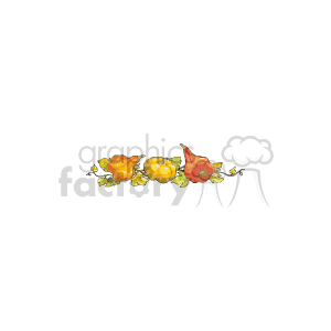 The clipart image depicts autumn-themed elements, specifically pumpkins and leaves, which are common symbols associated with Thanksgiving and the fall season.