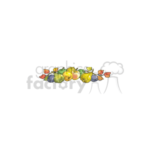 The clipart image features a selection of autumn fruits, including apples, pears, and plums, arranged in a decorative manner that could serve as a border or frame. The image has a clear association with Thanksgiving and the harvest season.