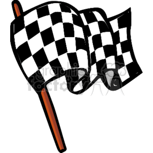 This clipart image depicts two black and white checkered racing flags, which are often associated with motor racing and symbolize the finish line of a race.
