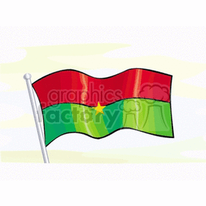 This clipart image depicts the flag of Burkina Faso, which consists of two horizontal bands of red and green with a yellow five-pointed star in the center of the green band.