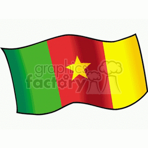 The image shows a clipart representation of the national flag of Cameroon, which features three vertical stripes in green, red, and yellow, with a yellow star in the center of the red stripe.