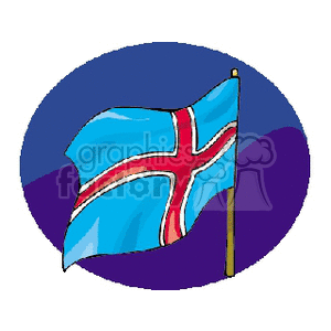 The Flag of Iceland in blue oval