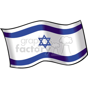 The clipart image depicts the flag of Israel, characterized by its white background, two horizontal blue stripes, and a blue Star of David (Magen David) in the center.