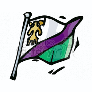 The image is a stylized clipart representation of the national flag of Lesotho. The flag features a horizontal tri-color of blue, white, and green, with a black mokorotlo (a Basotho hat) in the center. 