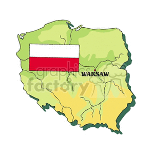 poland flag and city of warsaw