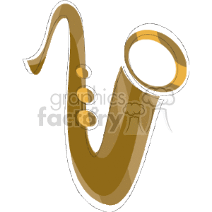 The clipart image depicts a stylized illustration of a saxophone, a brass musical instrument commonly used in jazz and classical music. The saxophone is shown with its characteristic curves, a bell-shaped end, and keys for finger placement.