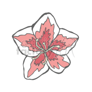 The image is a clipart of a stylized azalea flower. It features a single bloom with shades of pink and coral, and green accents in the center,
