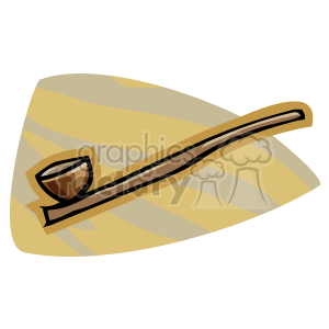 This clipart image depicts a stylized smoking pipe, which is often associated with Native American culture and is traditionally used in various ceremonies, sometimes referred to as a peace pipe.