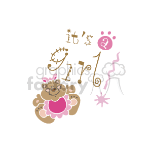 This clipart image features a cute teddy bear with a heart on its chest. Accompanying the bear are decorative elements and the phrase it's a girl! written in a playful font, which suggests the image is celebrating the birth of a baby girl.