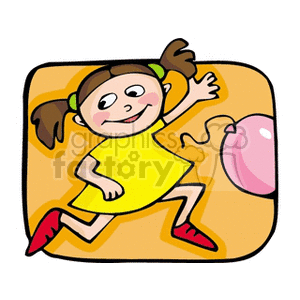 Little girl chasing a pink balloon