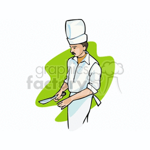 Cartoon chinese chef with a knife