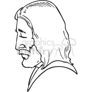 The image is a line drawing or clipart of a man who is typically represented as Jesus in Christian iconography. The image shows a profile view of the man with long hair and a beard, which aligns with common artistic depictions of Jesus Christ.