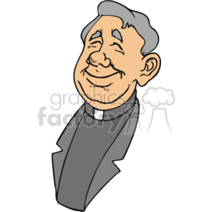 The image is a clipart illustration of a smiling Christian priest or clergyman. He is depicted with a friendly expression and is wearing clerical attire which typically consists of a clerical collar suggesting his religious profession.
