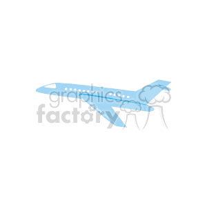 The clipart image displays a stylized illustration of a blue airplane from a side profile view. It's a simple graphic that represents air transportation.