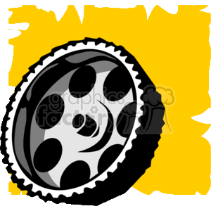 This clipart image features a stylized, two-dimensional representation of a mechanical gear cog. The gear is depicted with interlocking teeth around its circumference, suggesting mechanical motion or machinery. 