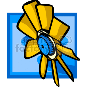 This clipart image features a stylized illustration of a car cooling fan. The fan has multiple blades and a central hub, typically found as part of a vehicle's cooling system.