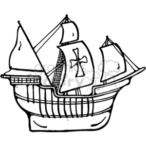 The image depicts a classic or stylized pirate ship with several sails, including a prominent one with an iron cross symbol. The ship is designed in a traditional, possibly old-fashioned, style that might be associated with historical pirates.