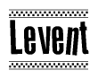 The clipart image displays the text Levent in a bold, stylized font. It is enclosed in a rectangular border with a checkerboard pattern running below and above the text, similar to a finish line in racing. 
