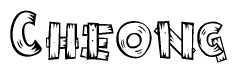 The clipart image shows the name Cheong stylized to look like it is constructed out of separate wooden planks or boards, with each letter having wood grain and plank-like details.