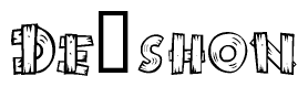 The clipart image shows the name De shon stylized to look like it is constructed out of separate wooden planks or boards, with each letter having wood grain and plank-like details.
