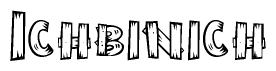 The clipart image shows the name Ichbinich stylized to look as if it has been constructed out of wooden planks or logs. Each letter is designed to resemble pieces of wood.