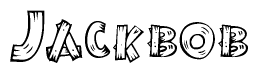 The clipart image shows the name Jackbob stylized to look as if it has been constructed out of wooden planks or logs. Each letter is designed to resemble pieces of wood.